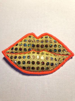 BETTIBAG LIPS Brosche – Gold Pailletten Statement