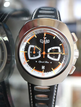 CLARO Quartz "Sport Star" Chronograph Stahl mit schwarzem Zifferblatt - 2 Jahre Garantie