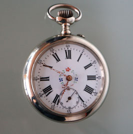 Taschenuhr Nickel, Sujet Bauer mit Kuh