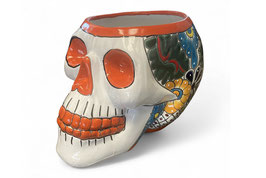 Blumenkübel "Totenkopf" (Skull) - Akzentfarbe Orange