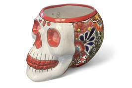 Blumenkübel "Totenkopf" (Skull) - Akzentfarbe Rot