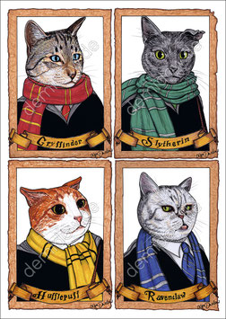 .Hogwarts Cats Postkarte.