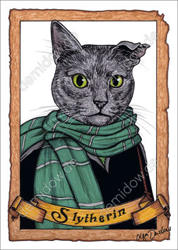.Hogwarts Cats - Slytherin Postkarte.
