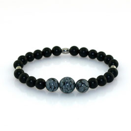 Armband Schneeflocken-Obsidian und Onyx