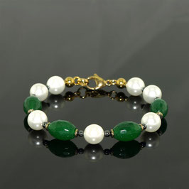 Verschluss-Armband aus Perlen und Jade