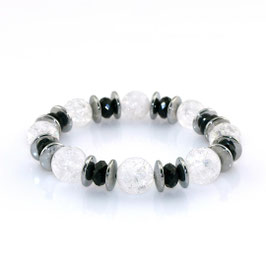 Armband aus Bergkristall und Onyx