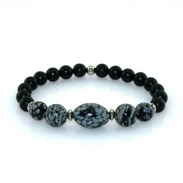 Armband Schneeflocken-Obsidian und Onyx