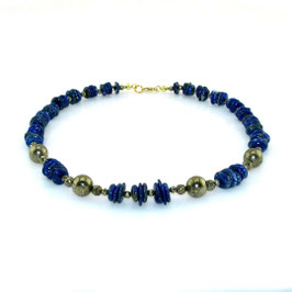 Halskette aus Lapis/Lapislazuli und Pyrit