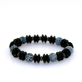 Armband aus Frosted-Achat und Onyx