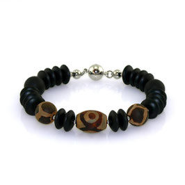 Armband aus Tibet-Achat und Onyx mit Verschluss