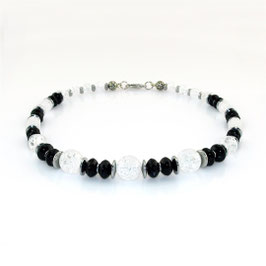 Halskette aus Bergkristall und Onyx