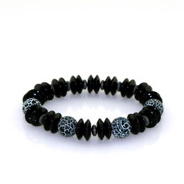 Armband aus Frosted-Achat und Onyx