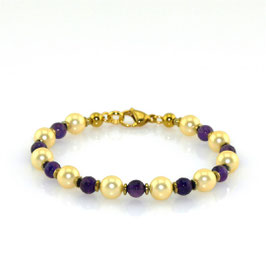 Verschluss-Armband mit Perlen und Amethyst