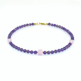 Halskette aus Amethyst und Bergkristall