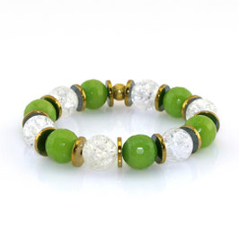 Armband aus Bergkristall und Jade