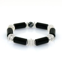 Armband aus Onyx und Bergkristall