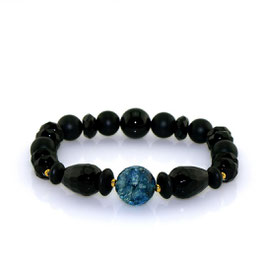 Armband aus Bergkristall und Onyx