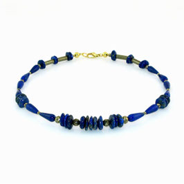 Halskette aus Lapis/Lapislazuli und Pyrit