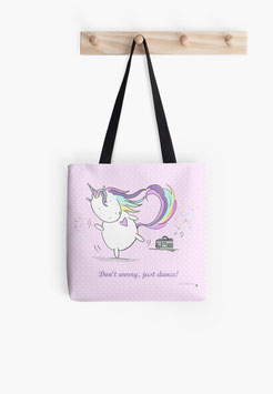 Tasche mit tanzendem Einhorn Luise "Don't worry, just dance"