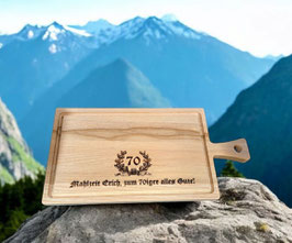 Schneidebrett mit Griff und Saftrille aus heimischen Eschenholz 40 x 20 x 2 cm, Artikel: 15012