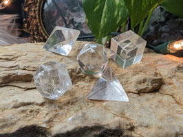 Platonische Körper Set aus Bergkristall