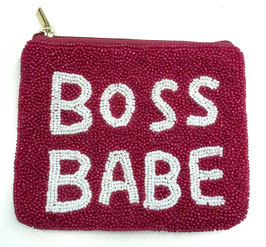 kleine Tasche/Geldbörse mit Glasperlen "Boss babe"