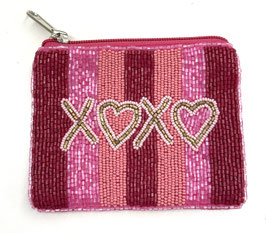 kleine Tasche/Geldbörse mit Glasperlen "XOXO"