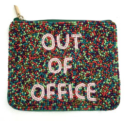 kleine Tasche/Geldbörse mit Glasperlen "out of office"