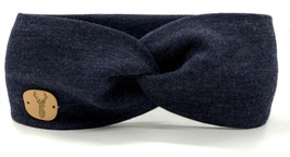 Merino Stirnband dunkelblau meliert