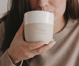 Steingut Becher "Mama, du bist wundervoll"