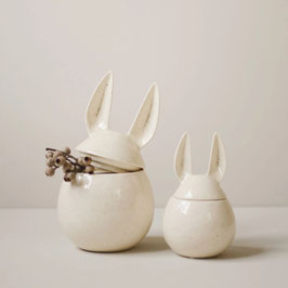 Hase Steingut mit Deckel beige