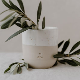 Steingut Becher OPA