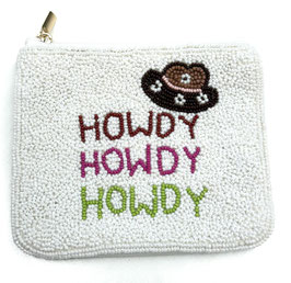 kleine Tasche/Geldbörse mit Glasperlen "HOWDY"