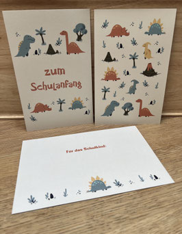 Grußkarte Schulkind Dinos