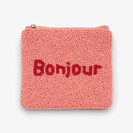 kleine Tasche/Geldbörse mit Glasperlen "Bonjour"