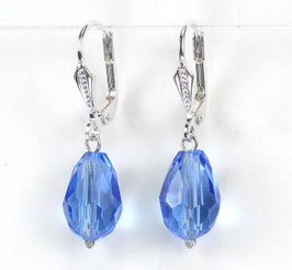 Kristall-blau-46  Kornblumen-Blau Ohrringe