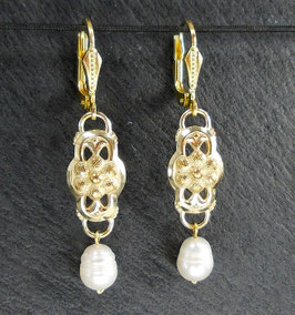Süßwasserperle-weiß-72 Jugendstil Ohrringe mit Barockperle
