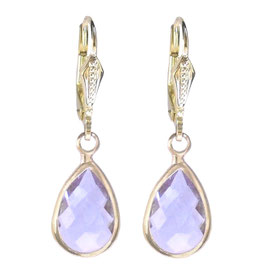 Kristall-flieder-03 Amethyst farbige 28,5mm Lange Ohrringe