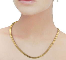 Kette-gelgold-Double- 07 Collierkette breite flache Schlangenkette