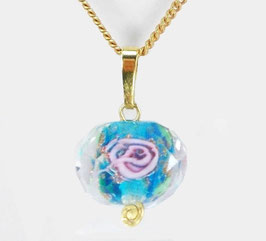 Kristall-blau-23 Murano-Glas 2 Rosen Anhänger