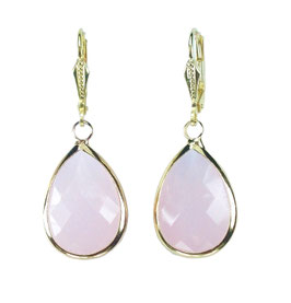 Kristall-rosa-04 Amethyst farbig - große 36mm Lange Ohrringe