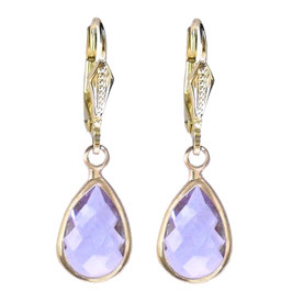 Kristall-flieder-03 Amethyst farbige Ohrringe