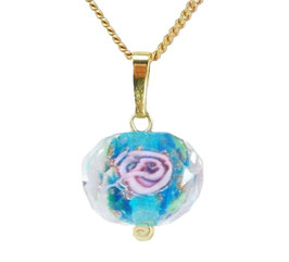 Kristall-blau-23 Anhänger Muranoglas 2 Rosen