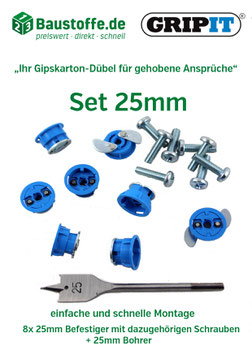 GripIt® - 25mm Befestiger mit Flügeln (blau)