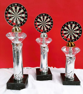 3er Serie Pokale Dart Steel-Darts und E-Dart DIAMOND Silber Acryl Pokal FD03