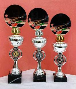 Pokal 3er Serie Dart Acryl für Steel oder E-Dart Serie incl. Gravur NEU 2025