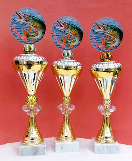 Pokale Pokal Angeln Hecht Raubfisch gold SIGO 3er Serie mit Gravur NEUHEIT