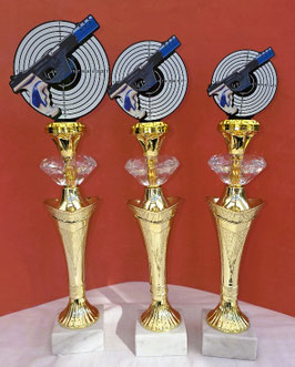 NEU Top Preis Pokal 3er Serie Acryl Pistole auf goldenen Pokalen mit Diamanten & Gravur
