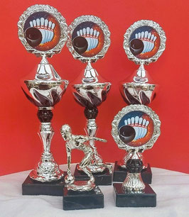 4er Serie Pokale Bowling Pin Turnier Silber Ehrung Pokal NEU nur bei UNS