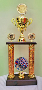 Säulenpokal Pokal Pokale Dart Darts Elektro gold Wanderpokal mit Gravur Award